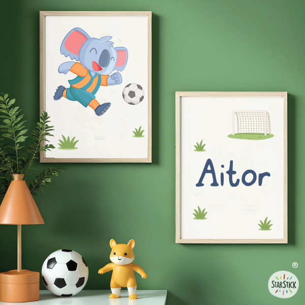Lot de 2 tableaux pour enfants personnalisés | Koala footballeur