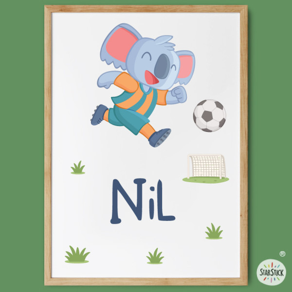 Quadre infantil personalitzat Koala futbolista | Decoració única per a nens