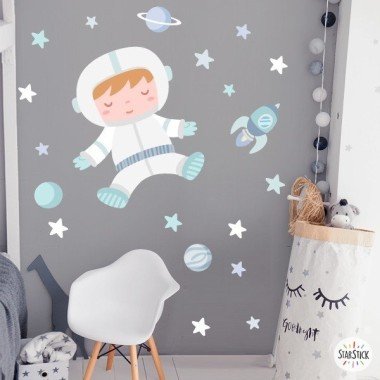 Astronauta baby. Turquesa - Vinilo decorativo para bebés