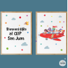 Decoració escolar infantil | Pack de 2 quadres Avió amb personatges de contes