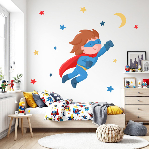 Vinilo infantil superhéroe – Decoración de pared para niños valientes
