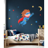Vinilo infantil decorativo para niños y bebés – Superhéroe niño volador para pared de habitación, dormitorio o guardería