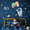 astronaut wall sticker with planets personalized with name kids room wall decor