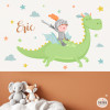 Vinilo decorativo infantil de caballero con dragón mágico para pared de dormitorio infantil.