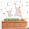 Vinilo decorativo infantil de elefante y osito tocando la luna con nombre para habitación de bebé