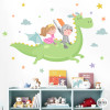 Vinil infantil drac amb cavaller i princesa, núvols i estrelles decoratives per habitació compartida infantil StarStick