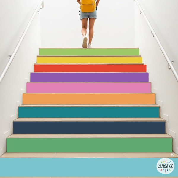 Decorative decals for educational staircases – Multicolored