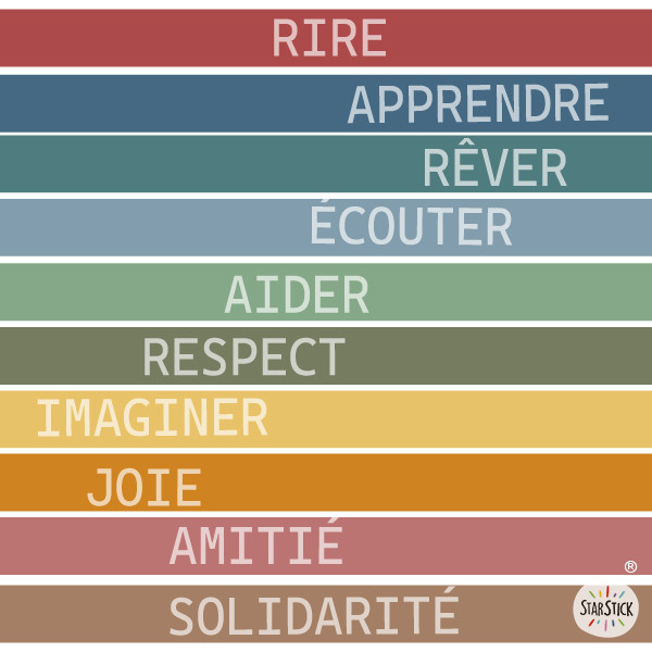 Autocollants pour escaliers scolaires – Des mots qui nous font grandir - Couleurs terre