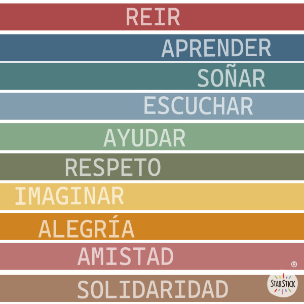 Vinils per a escales escolars – Paraules que ens fan créixer - Colors terra