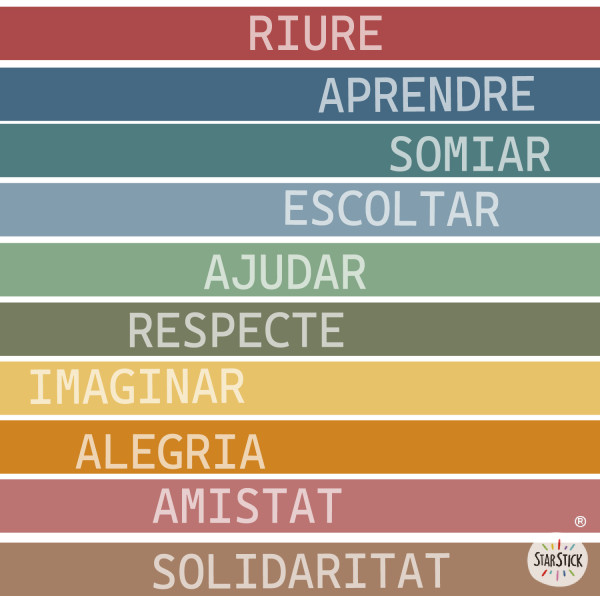 Vinils per a escales escolars – Paraules que ens fan créixer - Colors terra