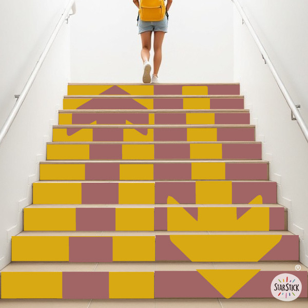 Vinilos autoadhesivos para escaleras con flechas bicolor | Señalización educativa