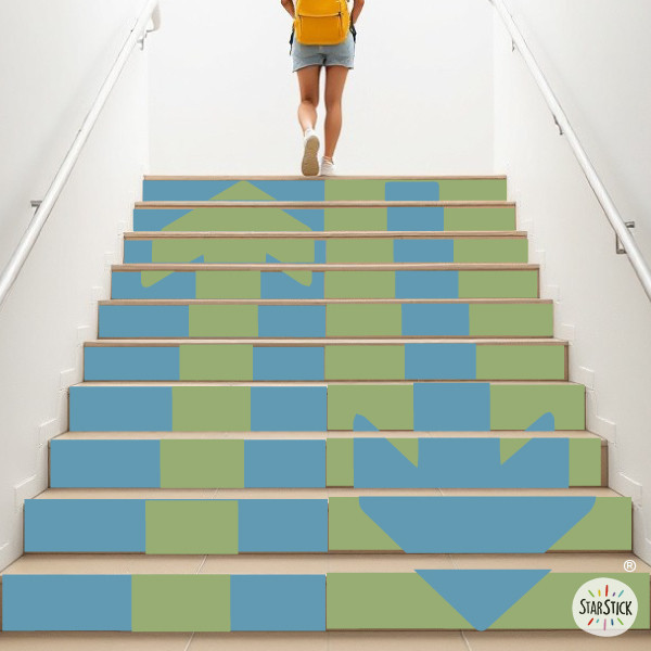 Vinils autoadhesius per a escales amb fletxes bicolor | Senyalització educativa