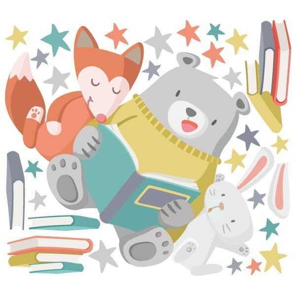 Vinils infantils - Animals llegint