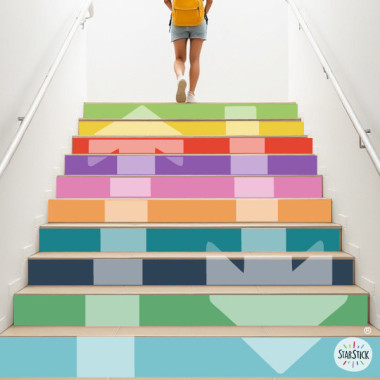 Stickers pour escaliers avec flèches colorées | Signalisation éducative