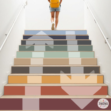Décoration d’escaliers avec vinyles – Flèches en tons terre