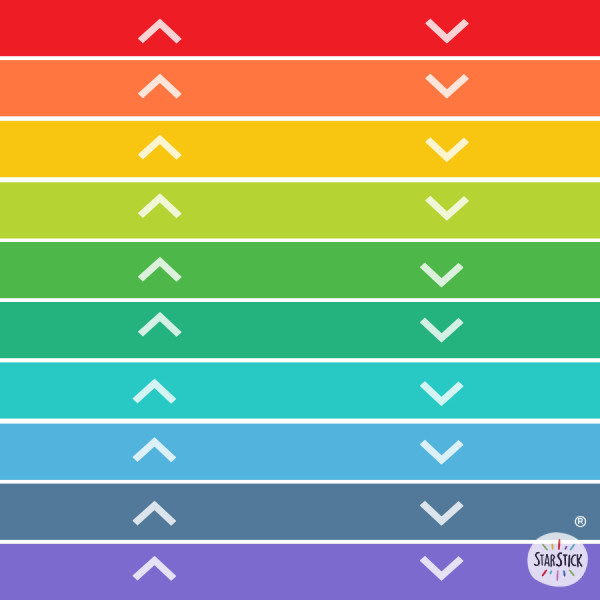 Stair step stickers with small colored arrows