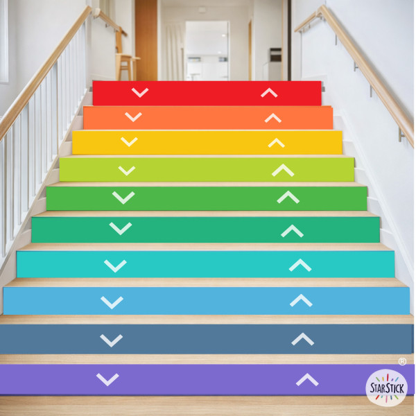 Vinilos para peldaños con pequeñas flechas de colores