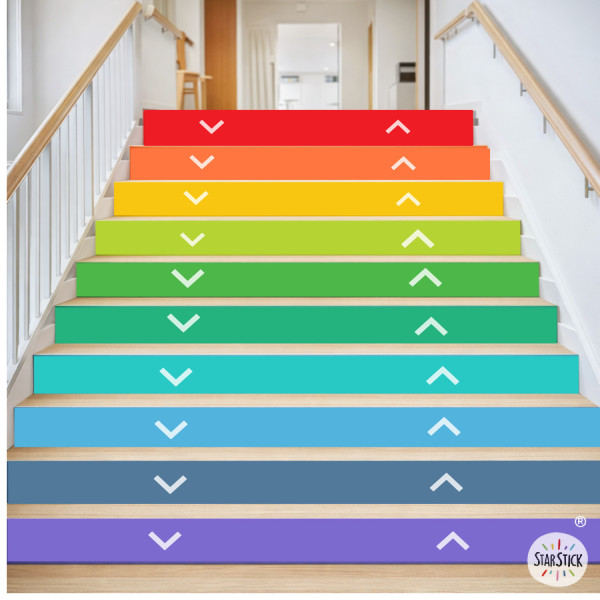 Stair step stickers with small colored arrows