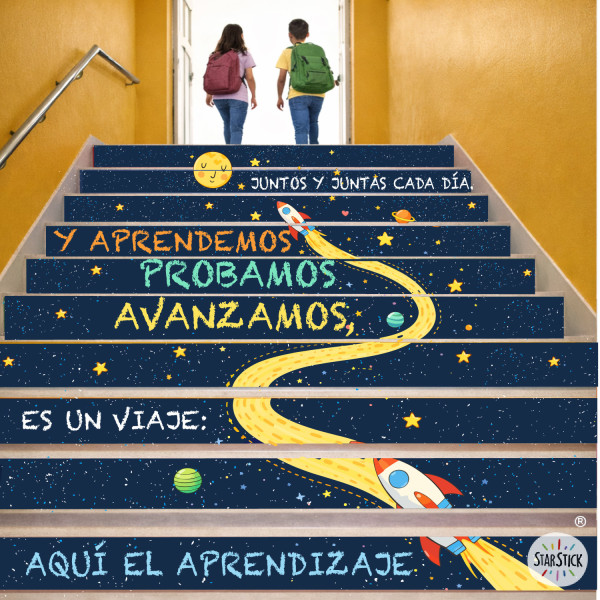 Autocollants décoratifs pour escaliers éducatifs – L’apprentissage est un voyage