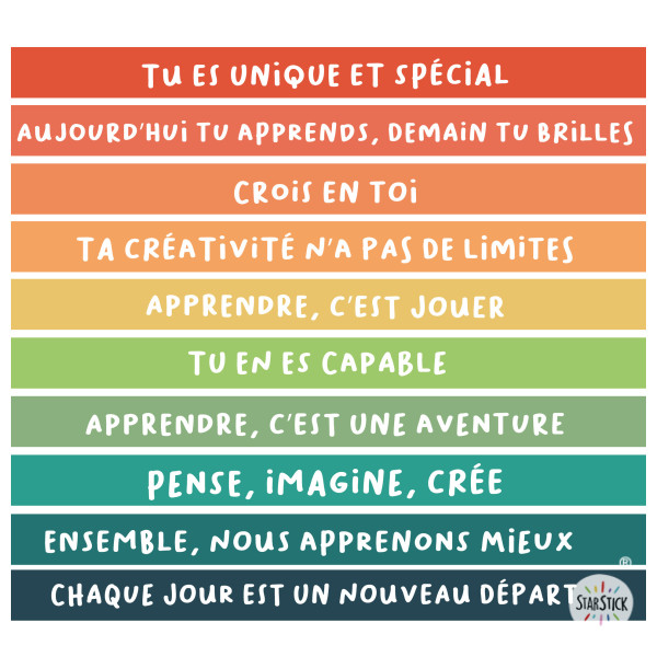 pour escaliers scolaires avec des phrases Montessori pour une décoration éducative dans les écoles et les espaces pour enfants.