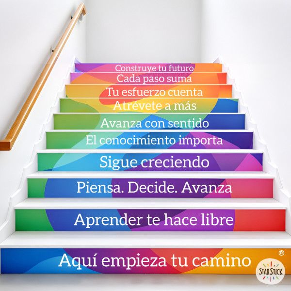 Vinilos para escaleras de centros educativos | Aquí empieza tu camino