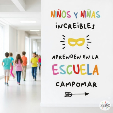 Vinilo PERSONALIZADO con el nombre de la escuela – Niños y niñas increíbles