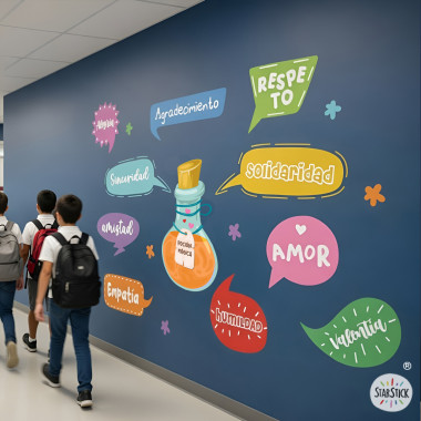 vinilo educativo pocion magica valores escuela mural escolar