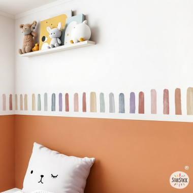 Cenefa pared infantil vinílica autoadhesiva efecto acuarela – Decoración habitación bebé o niño