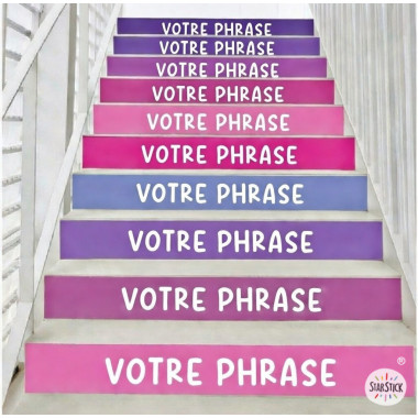 Custom stair stickers in lavender tones | Choose your 10 phrases