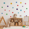 Vinilo confeti acuarela en pared infantil con colores suaves estilo pastel