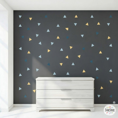Vinilo decorativo de pared - Triángulos ocre azul