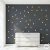 Vinilo decorativo de pared con triángulos en colores ocre y azul para habitación juvenil