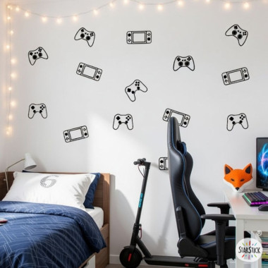 Vinil gamer juvenil de videojocs amb comandaments | Decoració habitació gaming