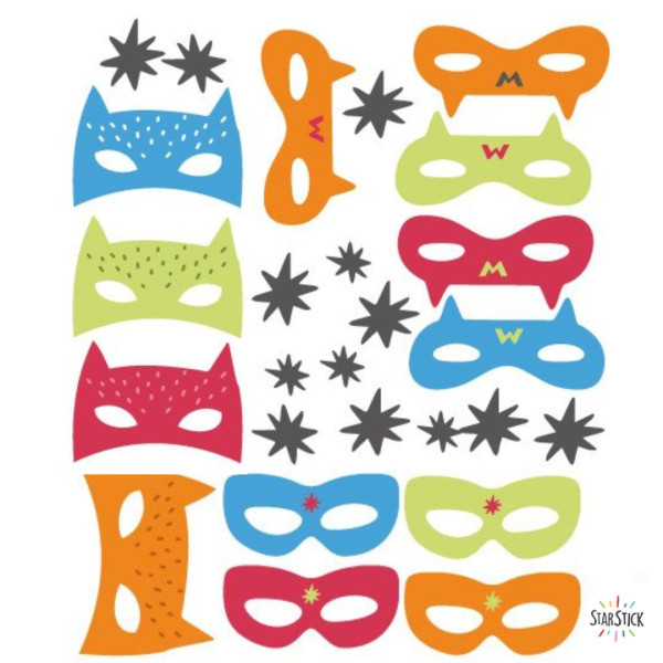 Máscaras de superhéroe - Vinilos decorativos para niños y niñas
