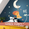 Kids wall decal lion on the moon with swing for baby room