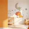 Kids wall decal lion on the moon with swing for baby room