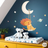 Kids wall decal lion on the moon with swing for baby room