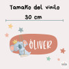 Vinilo infantil personalizado con nombre koala en luna con columpio para habitación de bebé