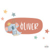 Vinilo infantil personalizado con nombre koala en luna con columpio para habitación de bebé