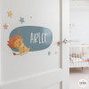 sticker mural enfant lion balançoire lune personnalisé