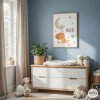 Tableau enfant personnalisé avec prénom - Lion sur la lune avec balançoire pour chambre bébé