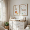 Pack of 2 personalized kids’ wall art pieces with name – Lion on the moon with swing for baby room