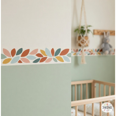 Sanefa adhesiva infantil de fulles multicolor per decorar tot tipus de parets