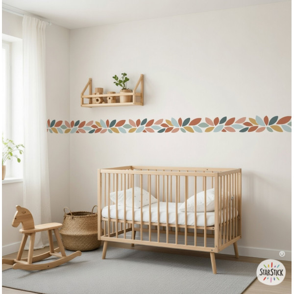 Sanefa adhesiva infantil de fulles multicolor per decorar tot tipus de parets