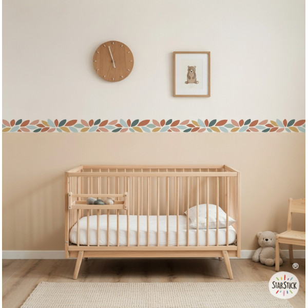 Sanefa adhesiva infantil de fulles multicolor per decorar habitacions infantils