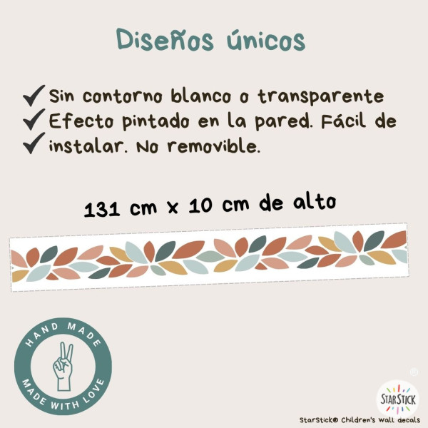 Sanefa adhesiva infantil de fulles multicolor per decorar habitacions de nadó