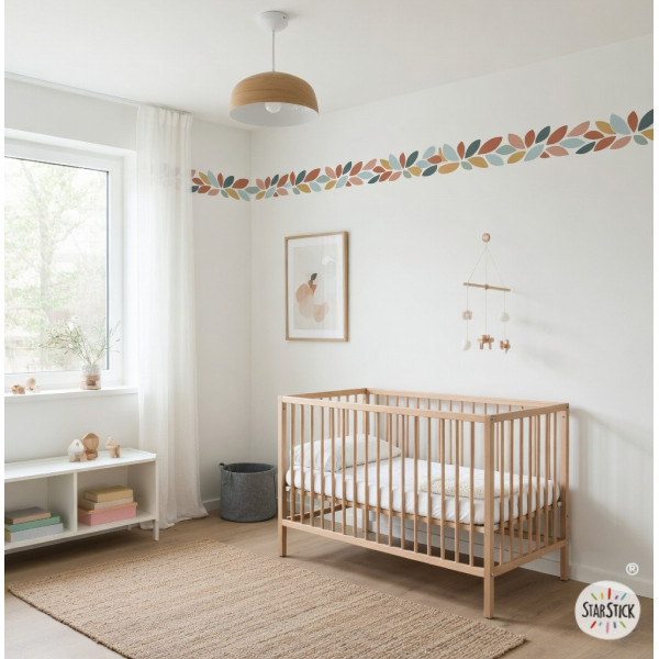 Sanefa adhesiva infantil de fulles multicolor per decorar habitacions infantils