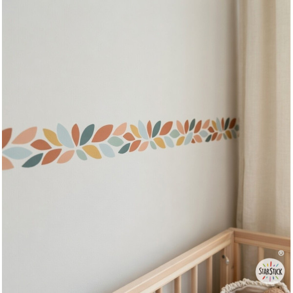 Multicolor Leaf Adhesive Border for Decorating Baby Rooms