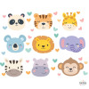 Frise décorative avec visages d’animaux pour chambre de bébé, vinyle autocollant