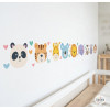 Frise décorative avec visages d’animaux pour chambre de bébé, vinyle autocollant